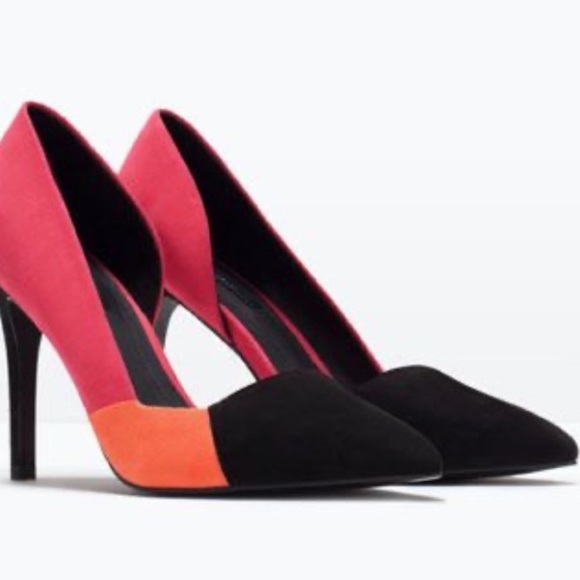 Zara Suede D’Orsay Heels In Three Color Court Multicolor - Picture 4 of 10